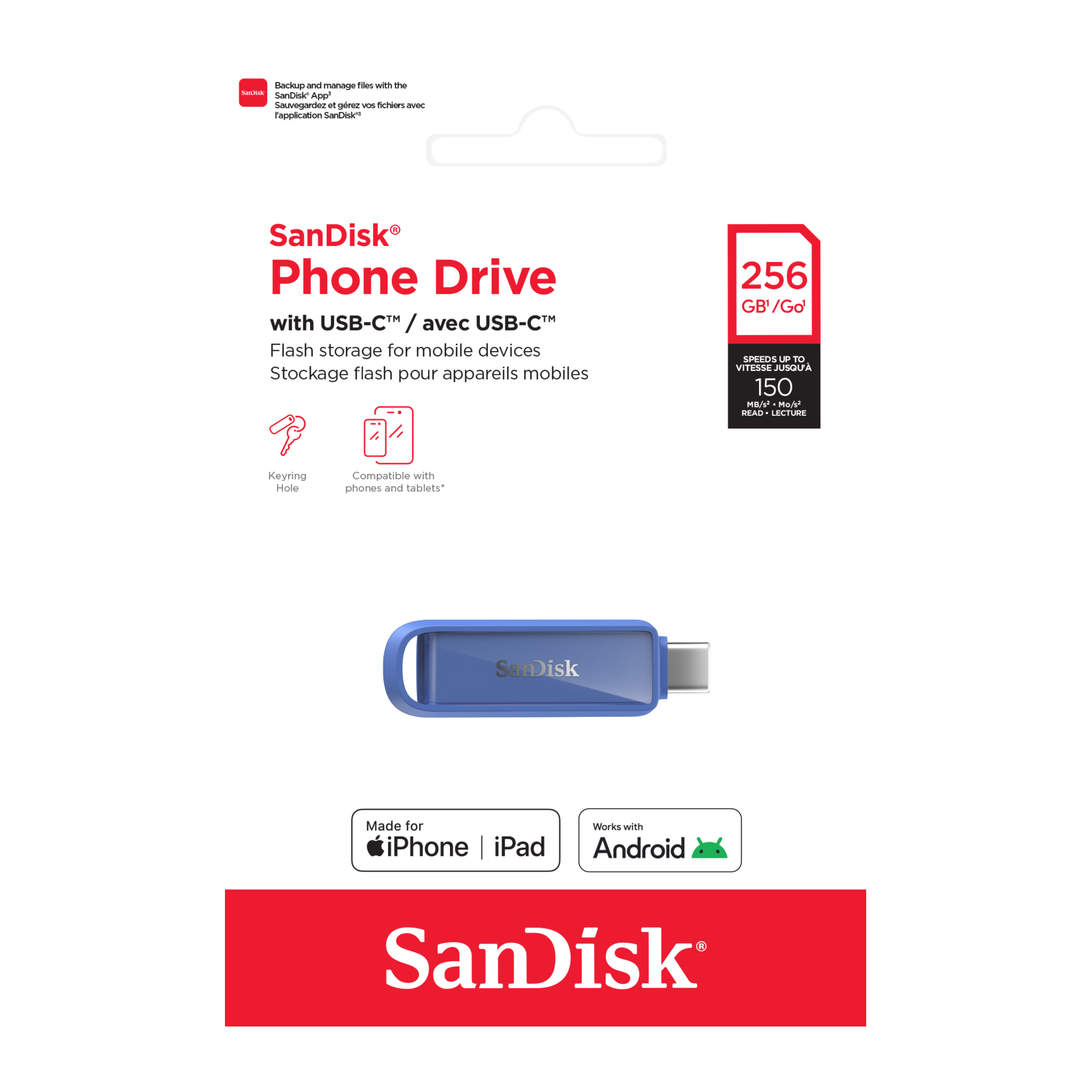 SANDISK® Phone Drive with USB-C™ for smartphones, tablets, and computers (64GB/ 128GB/ 256GB/ 512GB/ 1TB)-Data Storage-futuromic